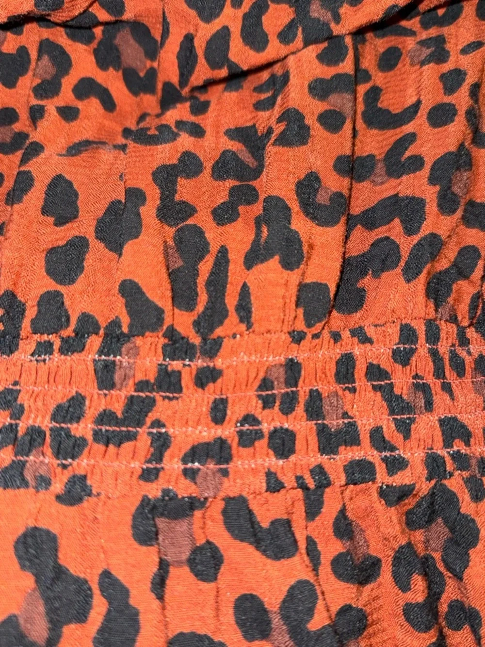 Knox Rose Brown Cheetah Print Puff Sleeve Boho Comfort Dress M - Picture 5 of 5
